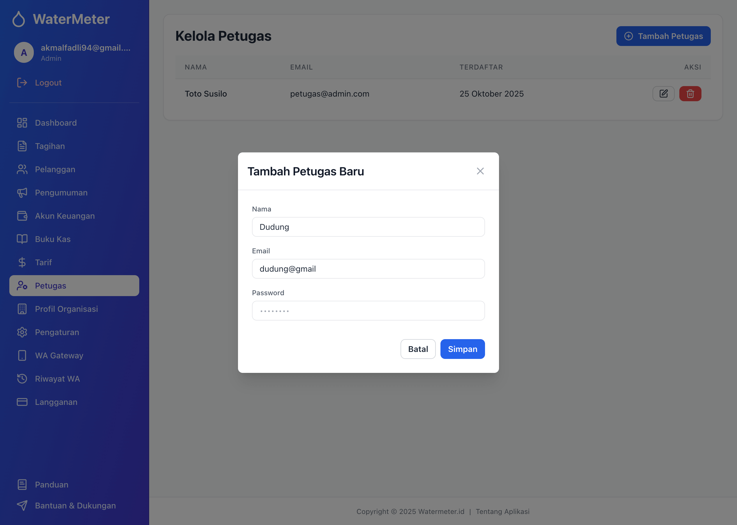 Multi User Admin & Petugas Catat Meter